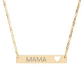 Mama Cutout Heart Bar Necklace — Engraved Mama Bar Pendant